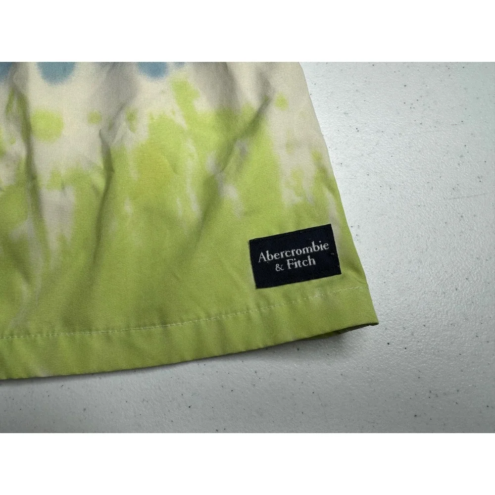 Abercrombie Kids Blue Lime‎ Green Tie Dye Swim Trunks Board Shorts Size 13/14